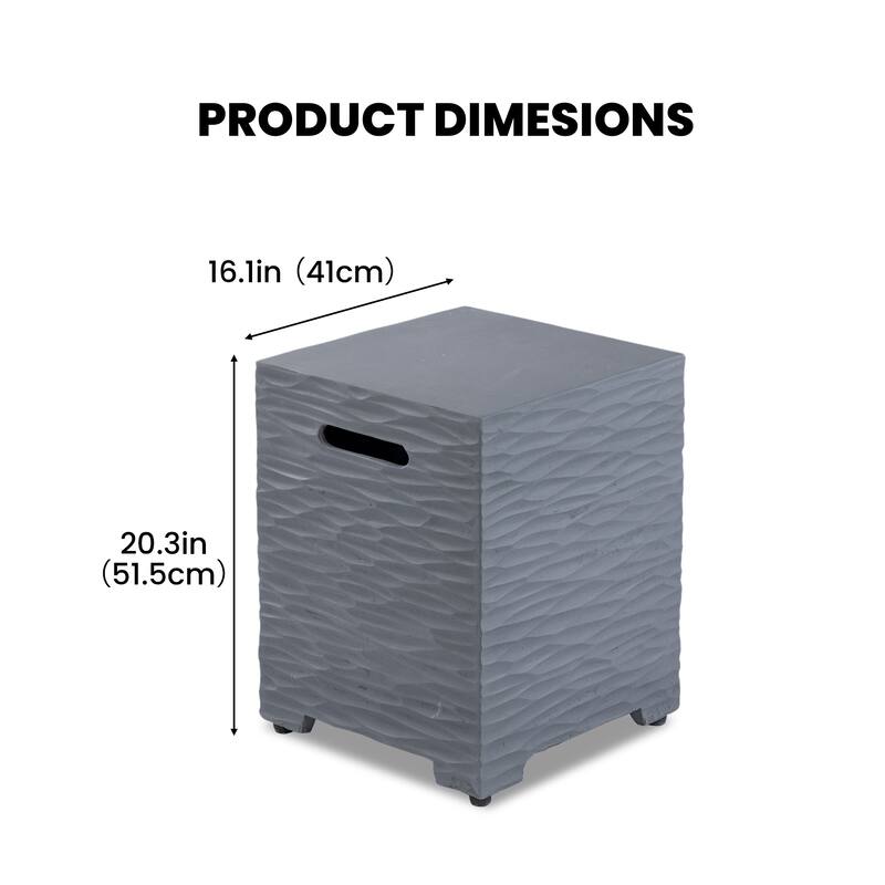 COSIEST Concrete Outdoor Propane Tank Cover Table