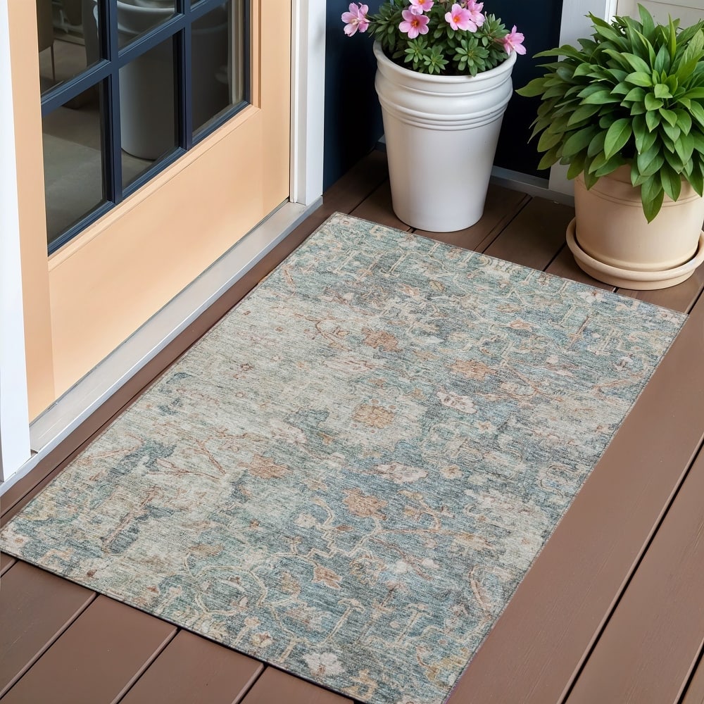 HomeRoots Oriental Traditional Rectangle Outdoor Rug