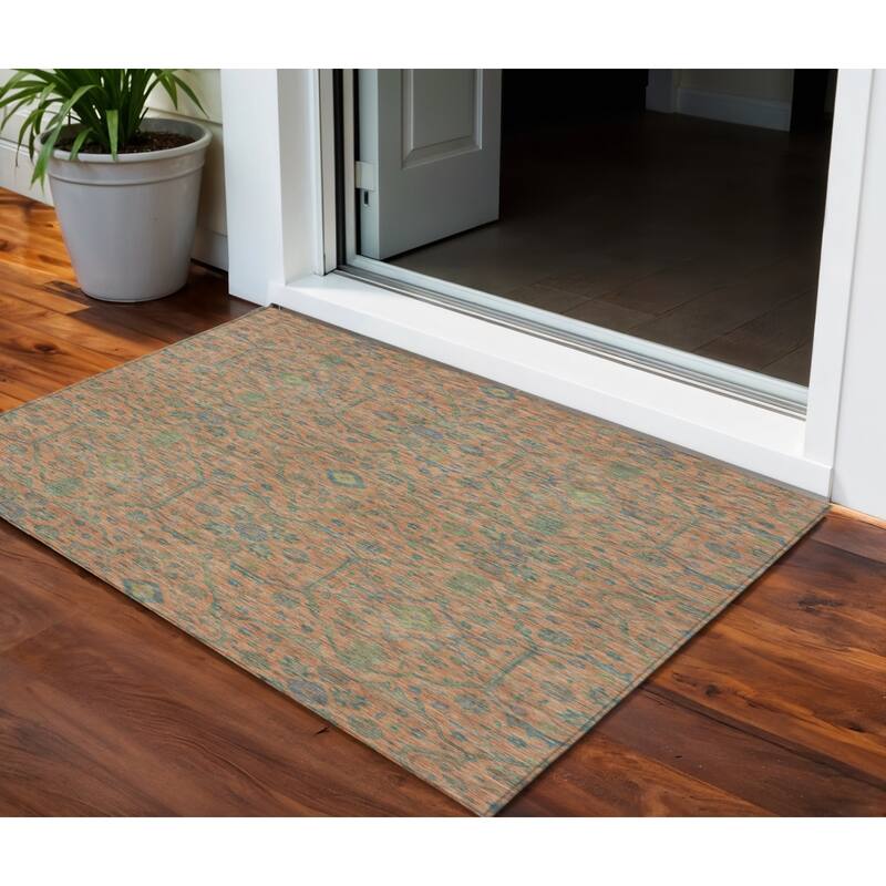 HomeRoots Floral Transitional Rectangle Outdoor Rug - 3' x 5'