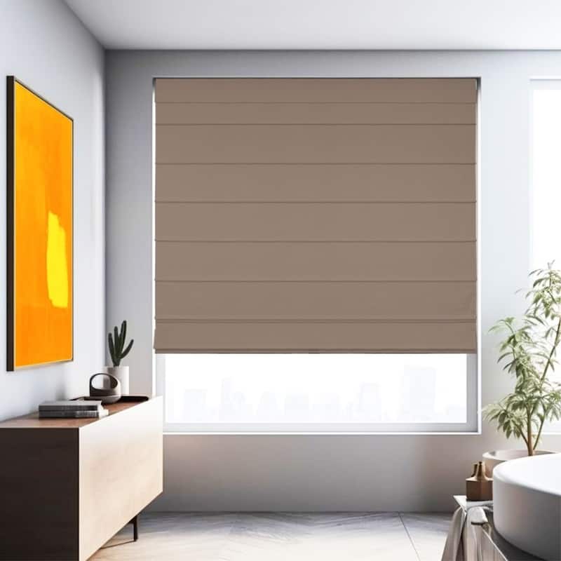 CHICOLOGY Cordless Roman Shades, Privacy Window Blinds for Home - 35"W X 64"H - Khaki (Cotton)