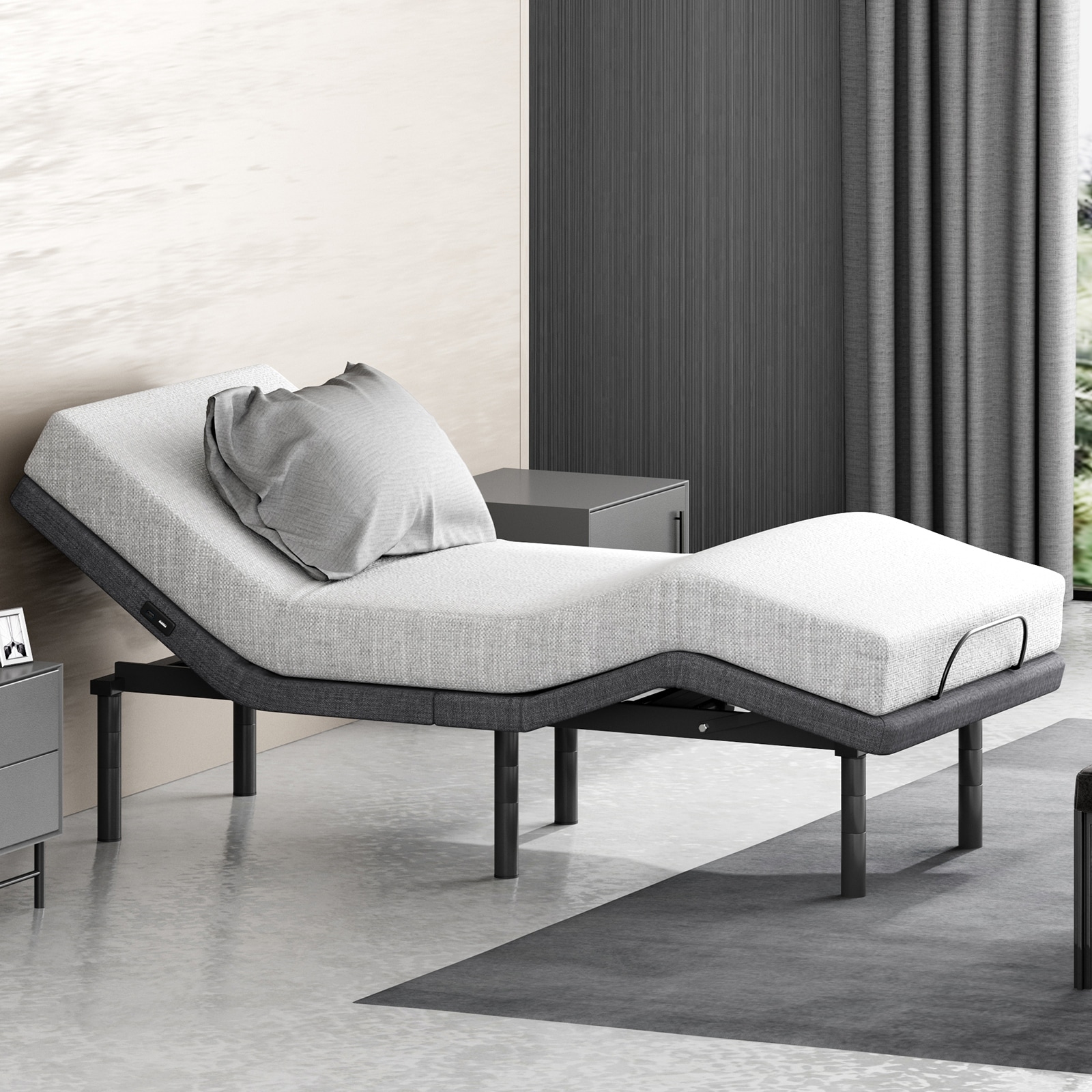 SogesSleep Adjustable \u0026 Ergonomic Electric Twin XL Size Adjustable Bed Frame  - Bed Bath \u0026 Beyond - 39502710, image size:1600x1600