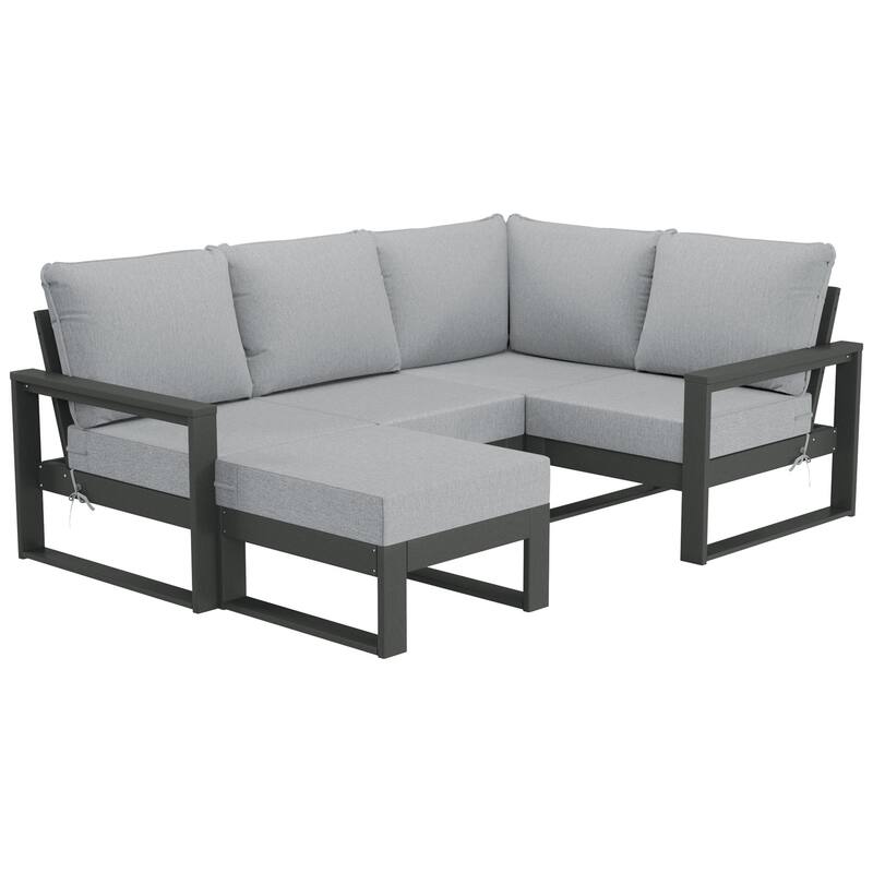 Endless Patio 5-Piece Deep Seating Set with Ottoman with Gray Frame - Gray/Light Gray