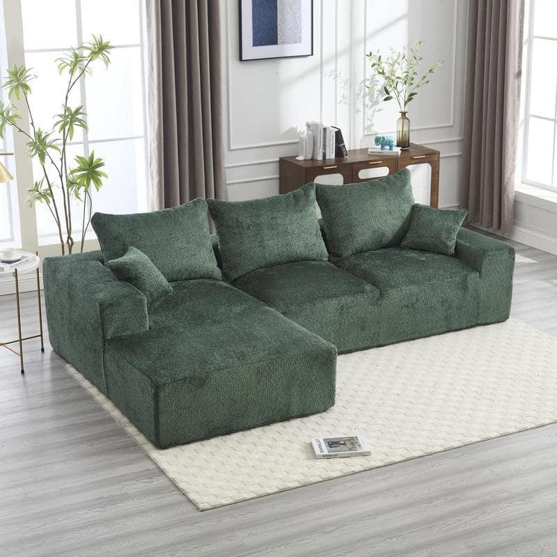 Stylish L-Shaped Sofa,Soft Fabric,Deep Seat and No Assembly