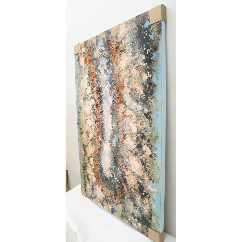 Elementum Hand Painted Abstract Horizontal Canvas Wall Art 47x31 Inch