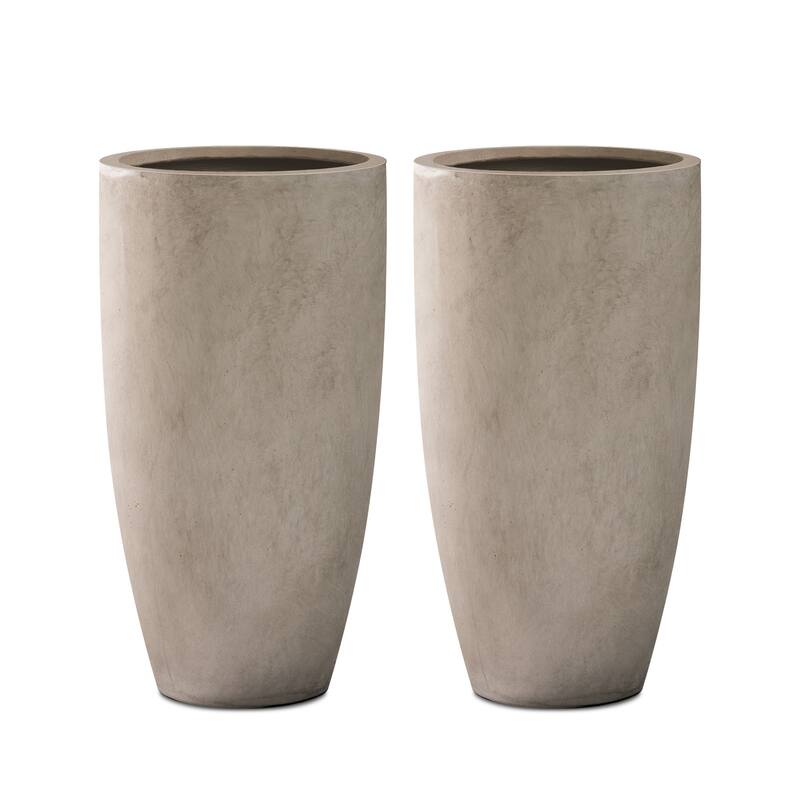 Plantara 24" H Tall Concrete planter(Set of 2), Large Outdoor Plant pot, Modern Tapered Flower pot for Garden