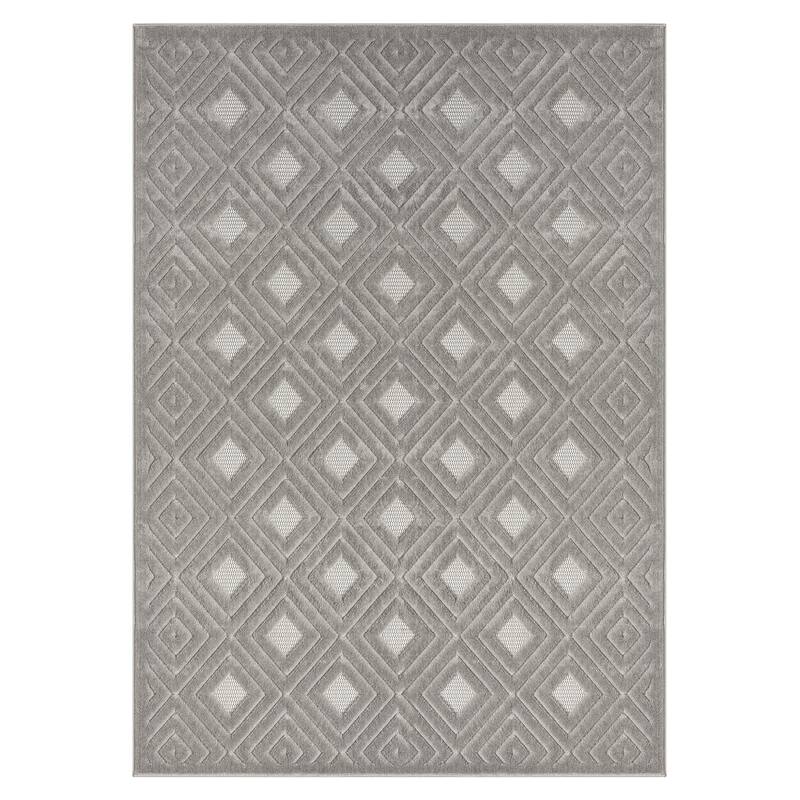 Sevita Modern Diamond Indoor/Outdoor Area Rug - 7'10" x 9'10" - Gray