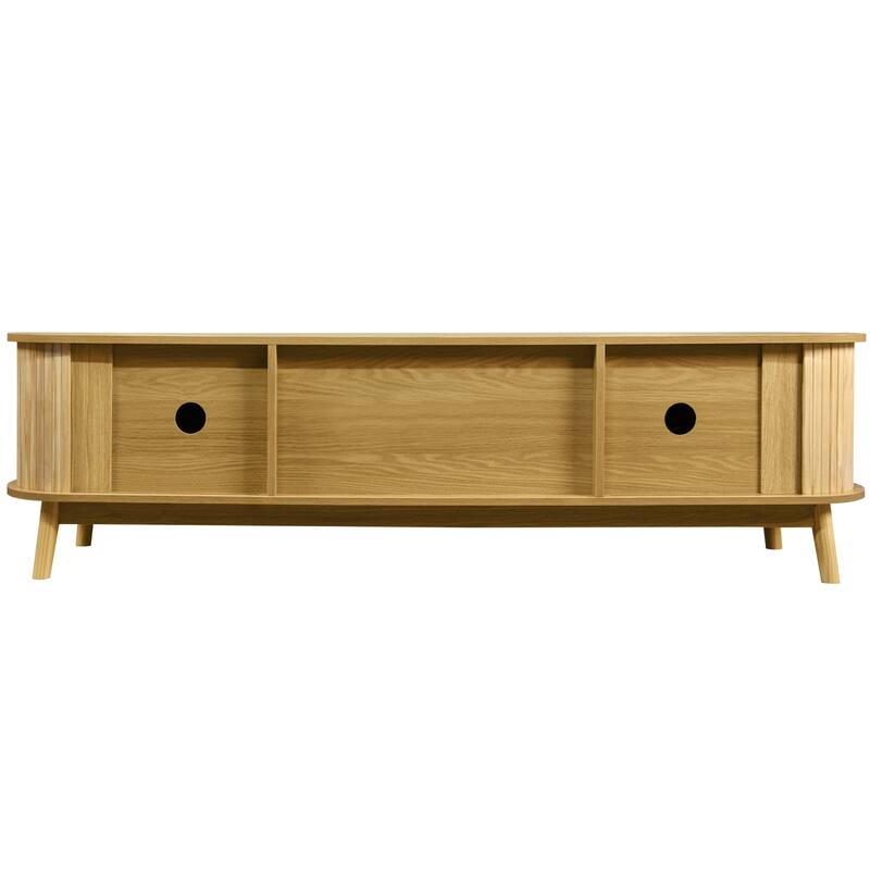 Rustic TV Cabinet for 75" TVs, Farmhouse Entertainment Center with Cable Management & Ample Storage