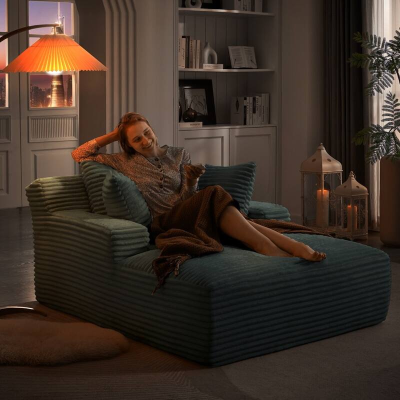 49.2" Modern Corduroy Upholstered Comfy Sofa Couch with 2 Pillows