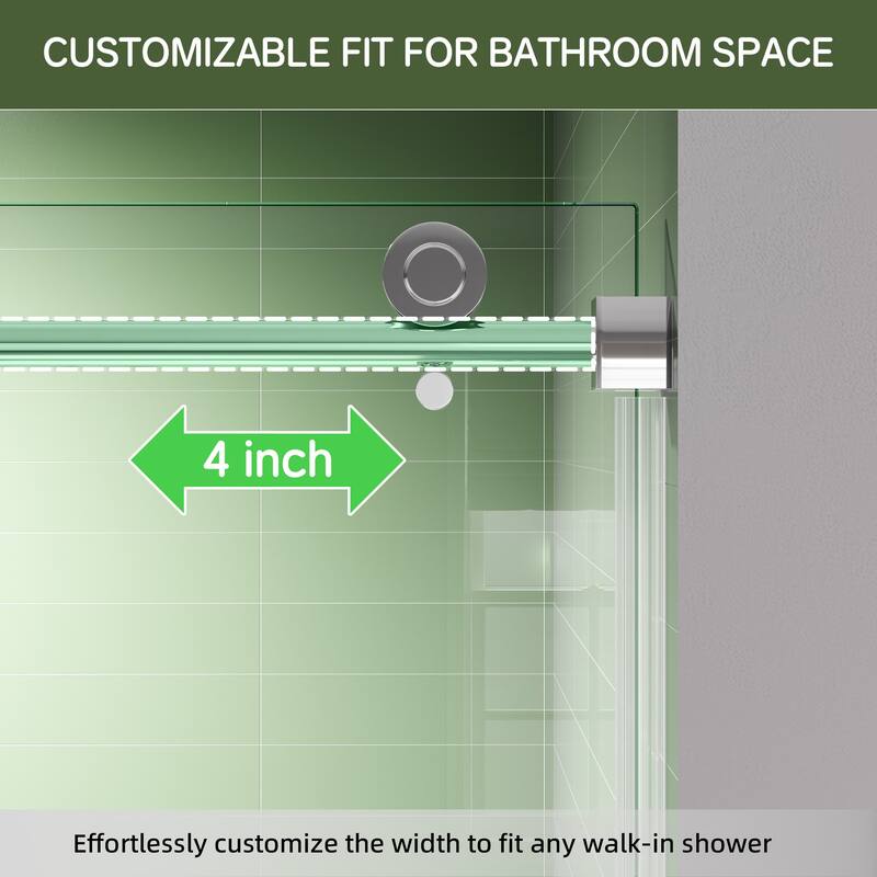 60" x 75" Sliding Shower Door with 8mm Tempered Glass, Half-Frame, Round Tube & Silent Rollers