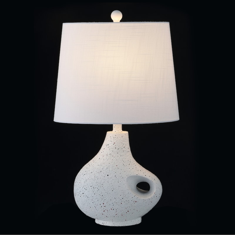 Dylan 24" Minimalist Designer Iron/Resin Oval Shade LED Table Lamp, White Terrazzo by JONATHAN Y