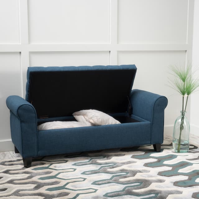 Keiko Contemporary Rolled Arm Fabric Storage Ottoman Bench by Christopher Knight Home - 50.00" L x 19.50" W x 20.50" H