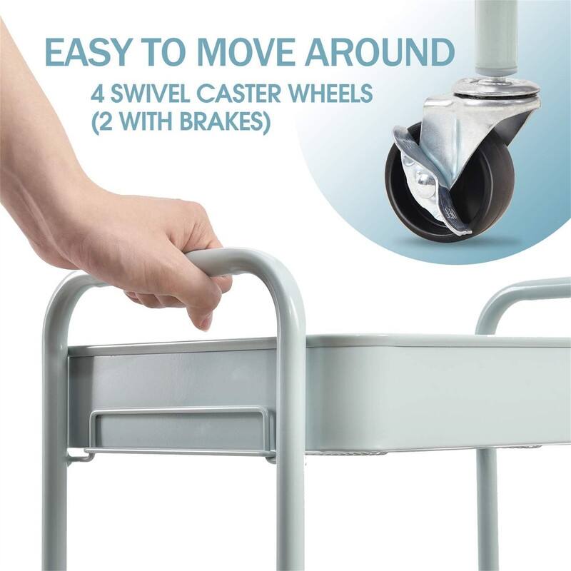 3-Tier Rolling Cart - 12"D x 17.3"W x 31.1"H