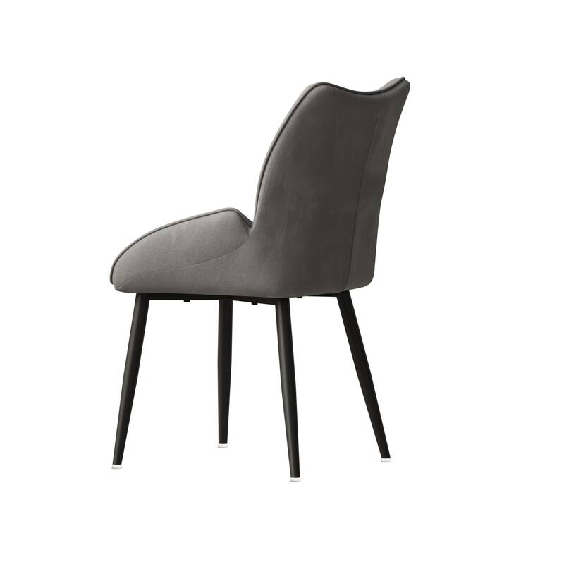 Velvet Upholstered Dining Chair Set of 4, Modern Kitchen Armless Chair with Metal Legs Parsons Chair with Tufted Backrest
