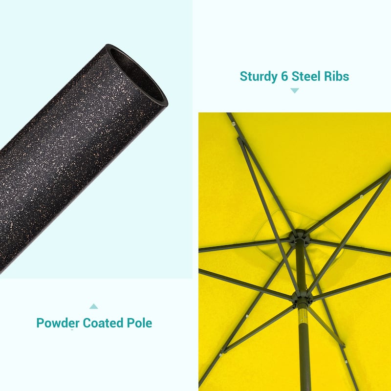 Bonosuki 10 x 6.5ft LED Patio Rectangular Umbrella Outdoor Market Umbrella Aluminium/Steel with Tilt and Crank