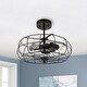 preview thumbnail 3 of 16, GetLedel 15-inch Farmhouse 3-Light Caged Semi Flush Mount Ceiling Light Black