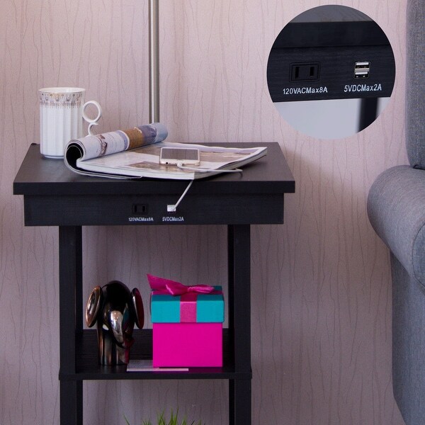 End Table With Shelves Built In Floor Reading Lamp Swing Arm Light Wood Brown Lamp Lamps Lamp shades replacement lamp shades. ã¹ãã¼ã¹ãã¤ã«