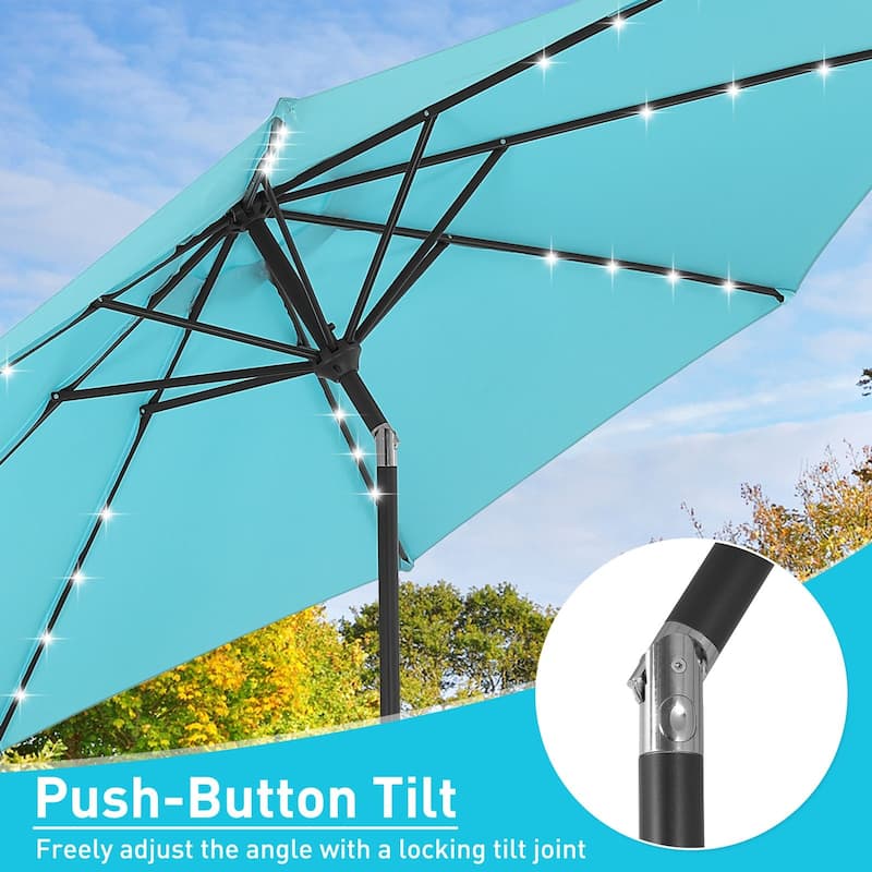 Autlaycil 10FT Solar Power LED Lights Patio Umbrella