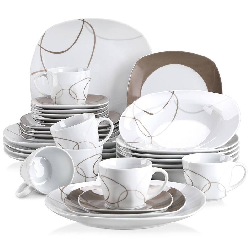 VEWEET Nikita Porcelain Dinnerware Set (Service for 6) - set of 12 - 30 Piece