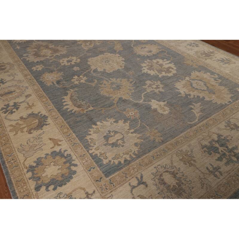 Gray Vegetable Dye Oushak Turkish Area Rug Hand-Knotted Wool Carpet - 8'9"x 11'9"