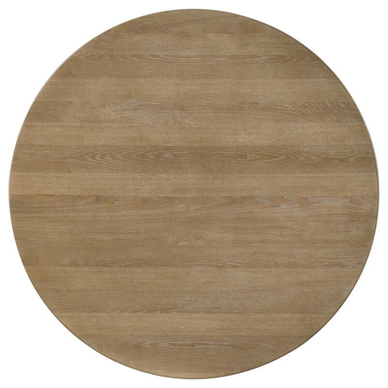 Adina 53-inch Round Wood Dining Table Distressed Light Brown