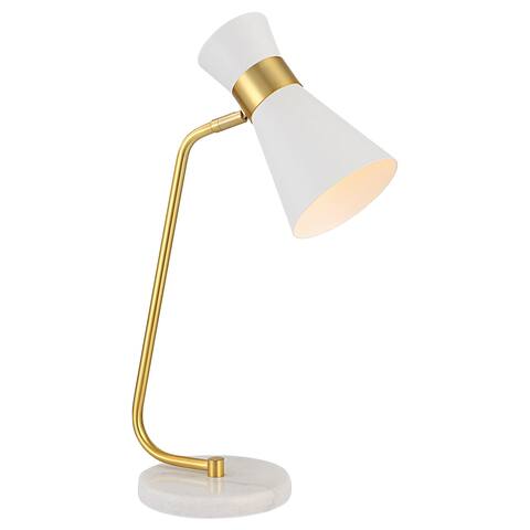 Uttermost White Desk Lamp with Gold Finish - 13"D x 13"W x 22"H