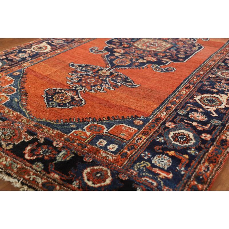 Hand Knotted Oriental 100% Wool Carpet Traditional Medallion Oranges & Rust Malayer Area Rug - 8' 0'' X 4' 6''
