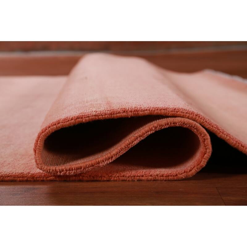 Hand Knotted Oriental 100% Wool Carpet Modern Solid Coral Gabbeh Area Rug - 9' 1'' X 6' 3''