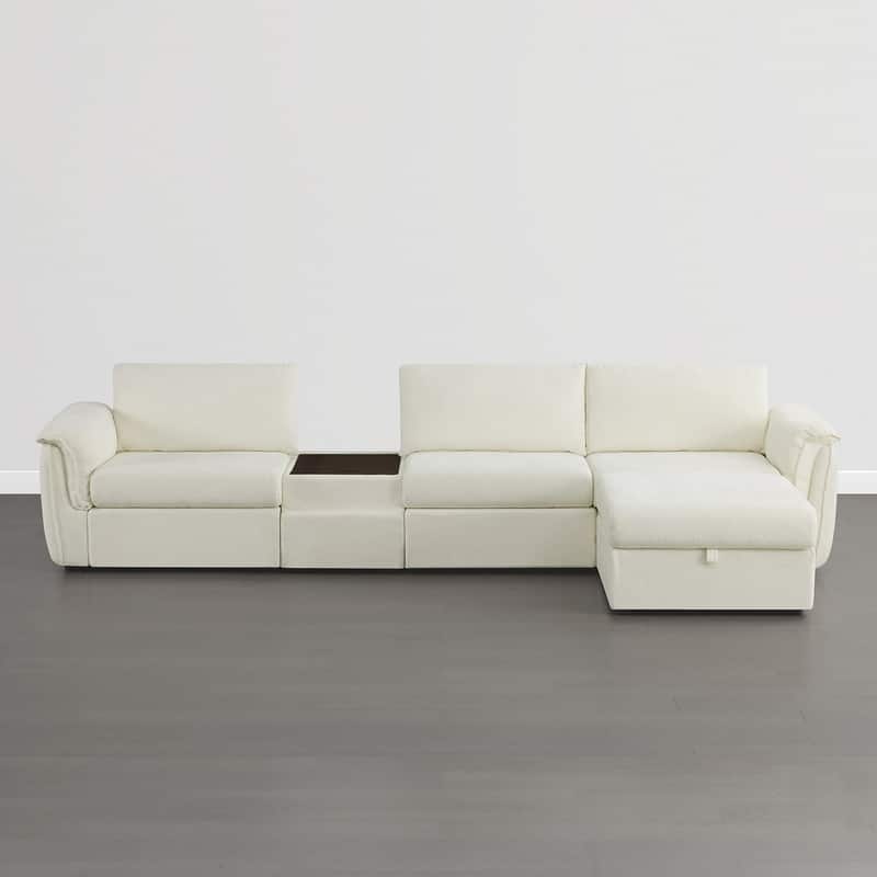 Spruce & Spring Modular Sectional Sofas with Optial Storage Console for Living Room