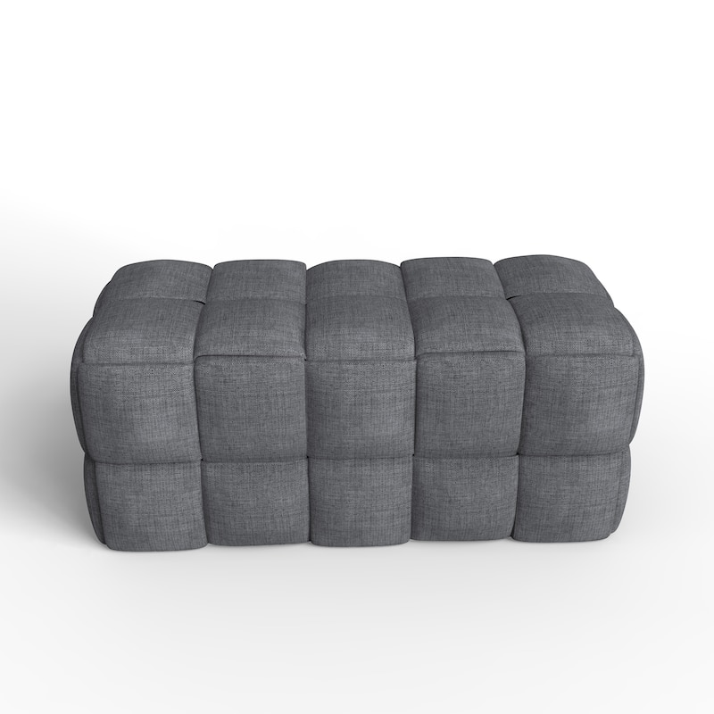 Luxerna 36-inch Padded Natural Linen Box Weave Comfort Bench - Gray