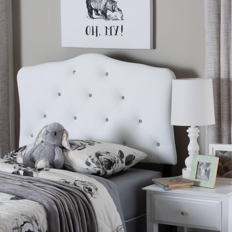 Baxton Studio Rhoda Modern and Contemporary Twin Size Faux Leather Upholstered Button-tufted Scalloped Headboard