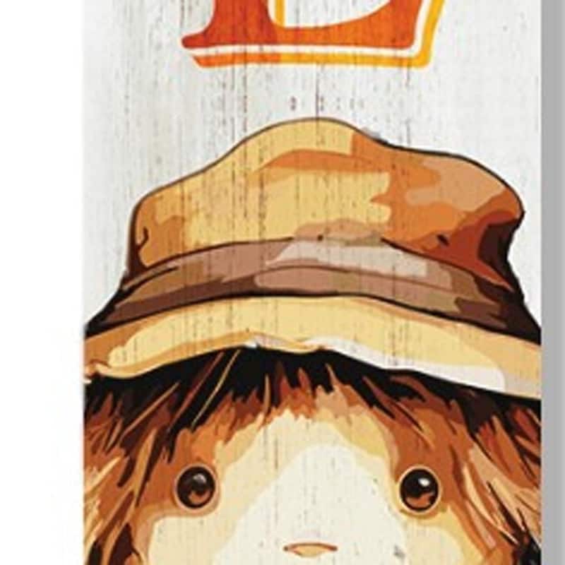 HomeRoots 72" Brown Orange And White Solid Wood Happy Fall Scarecrow Porch Sign