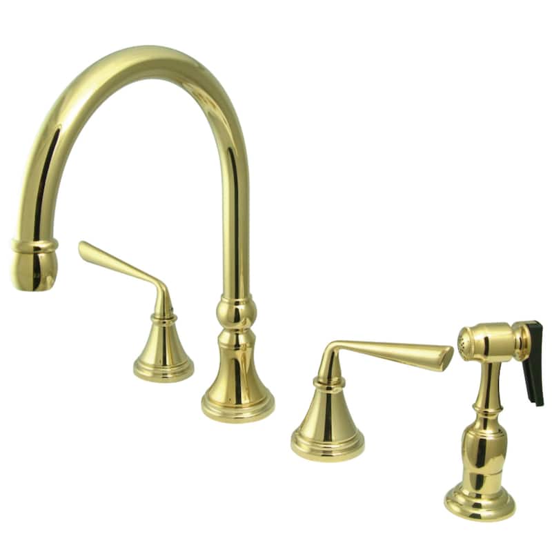 Kingston Brass Silver Sage Widespread Kitchen Faucet with Metal Lever