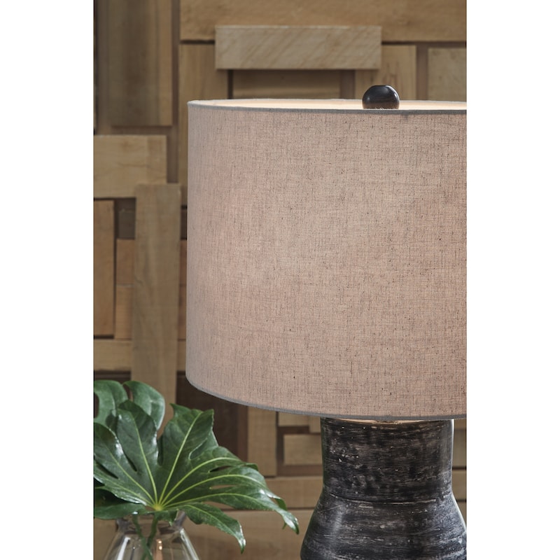 Signature Design by Ashley Kerbert Distressed Black Table Lamp - 16.13" W x 16.13" D x 30.25" H