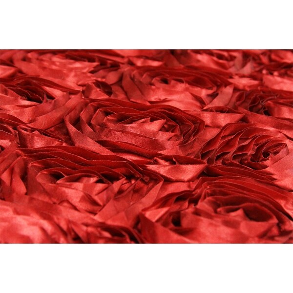 Wedding Rosette Satin 90"x132" rectangular Tablecloth cover a 6ft rectangular table - Apple Red