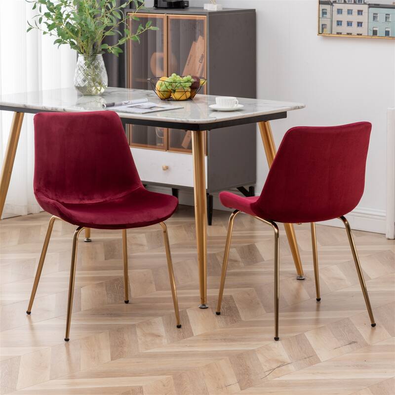 Modern Velvet Dining Chair, Set of 2, Blue/Green/Red