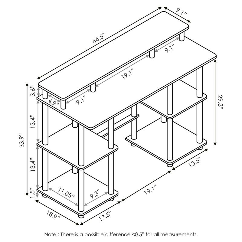 Computer Desk with Shelf - French Oak Grey Black Modern Writing Table