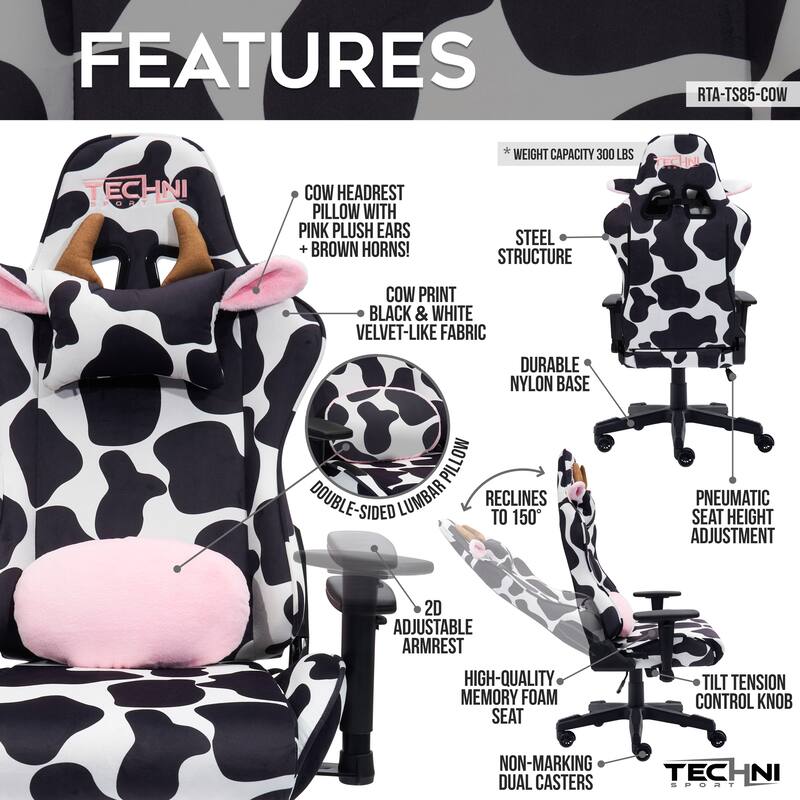 Cow Print Series Gaming Chair for Office Room,Living Room