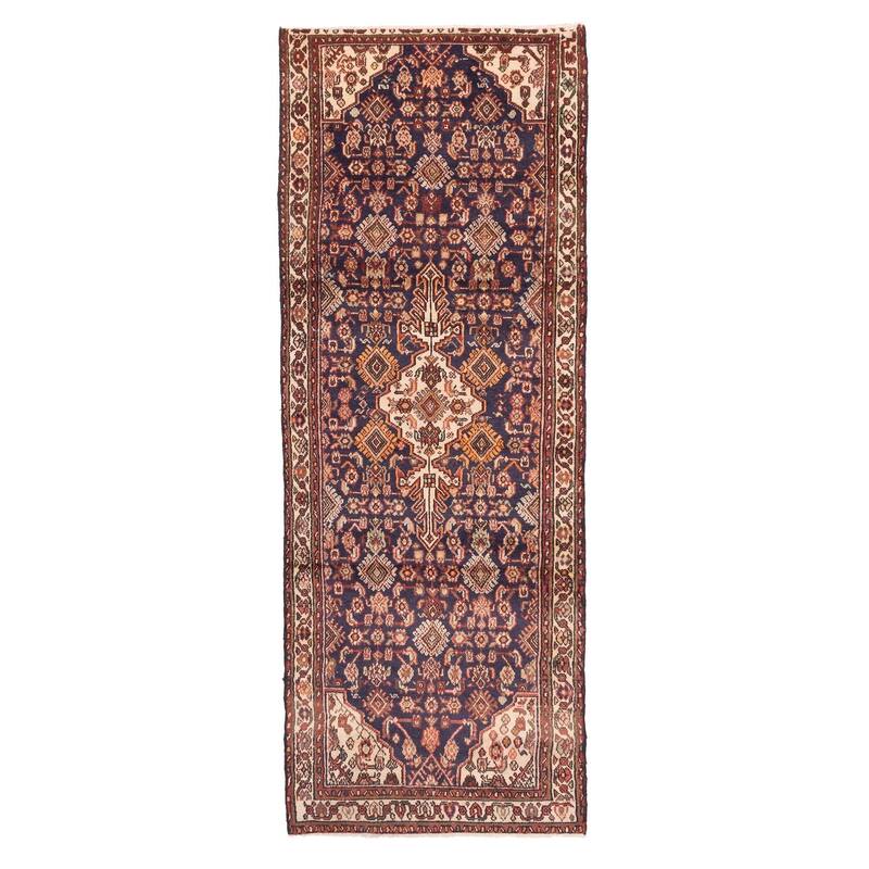 ECARPETGALLERY Hand-knotted Andelz Dark Navy Wool Rug - 3'6 x 9'5