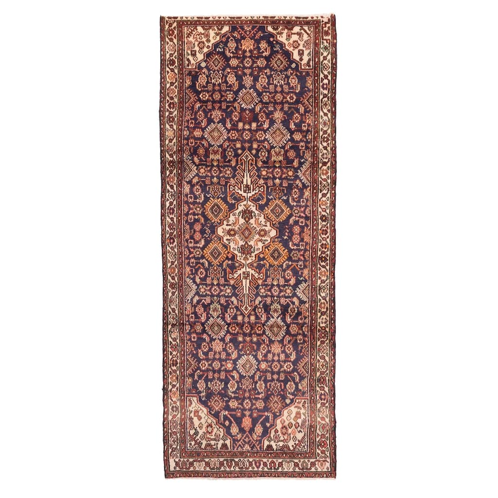 ECARPETGALLERY Hand-knotted Andelz Dark Navy Wool Rug - 3'6 x 9'5