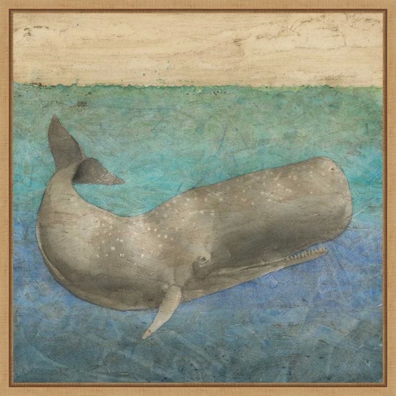 Diving Whale No. 2 by Megan Meagher (22 x 22 in.), Framed Canvas Wall Art Print