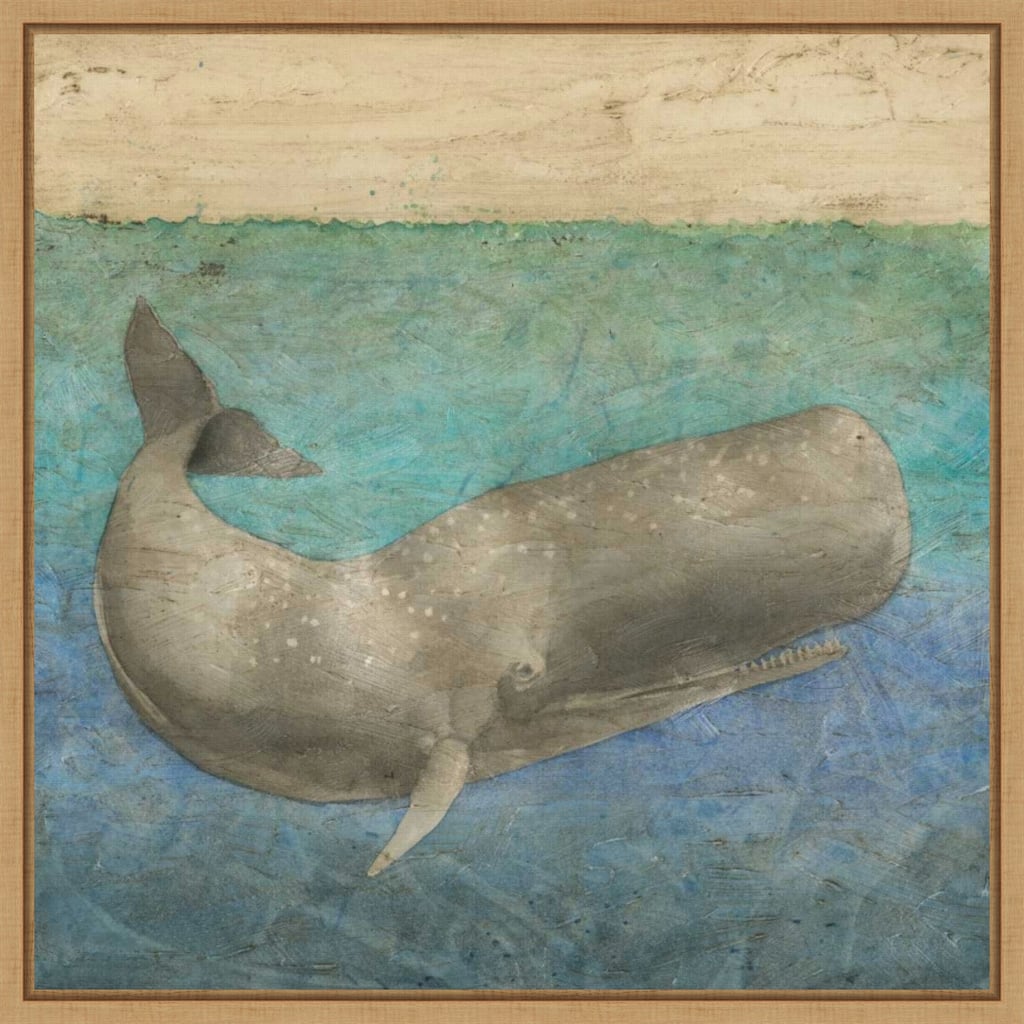 Diving Whale No. 2 by Megan Meagher (22 x 22 in.), Framed Canvas Wall Art Print