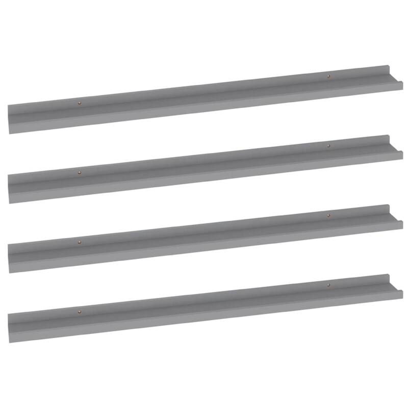 Yuli Modern Wall Shelf Set of 4, Raised Ledge Design, Gray MDF 39 Inch
