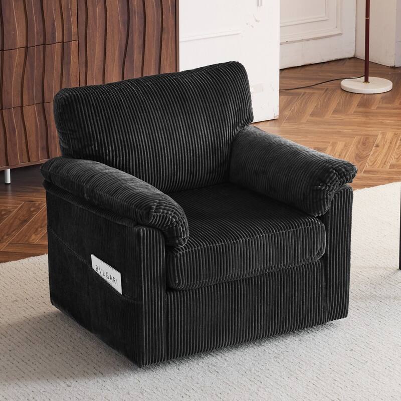 33" Corduroy Swivel Single Sofa Chair