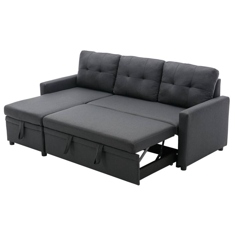 Modern Pull Out Sectional Sofa Bed Couch with Storage Chaise for Living Room