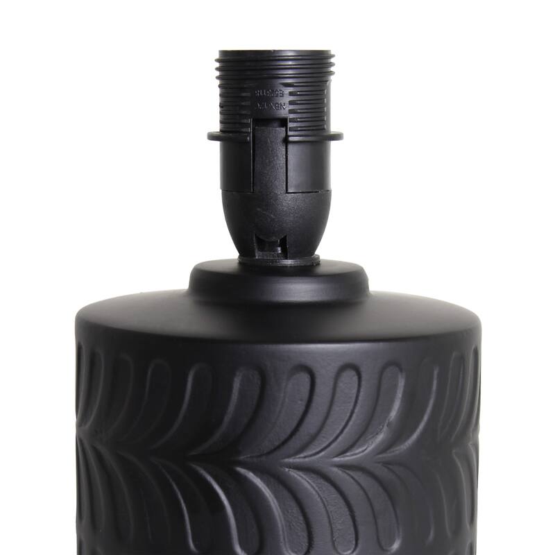 Floral Textured Ceramic Table Lamp with Drum Shade - 10" - Black