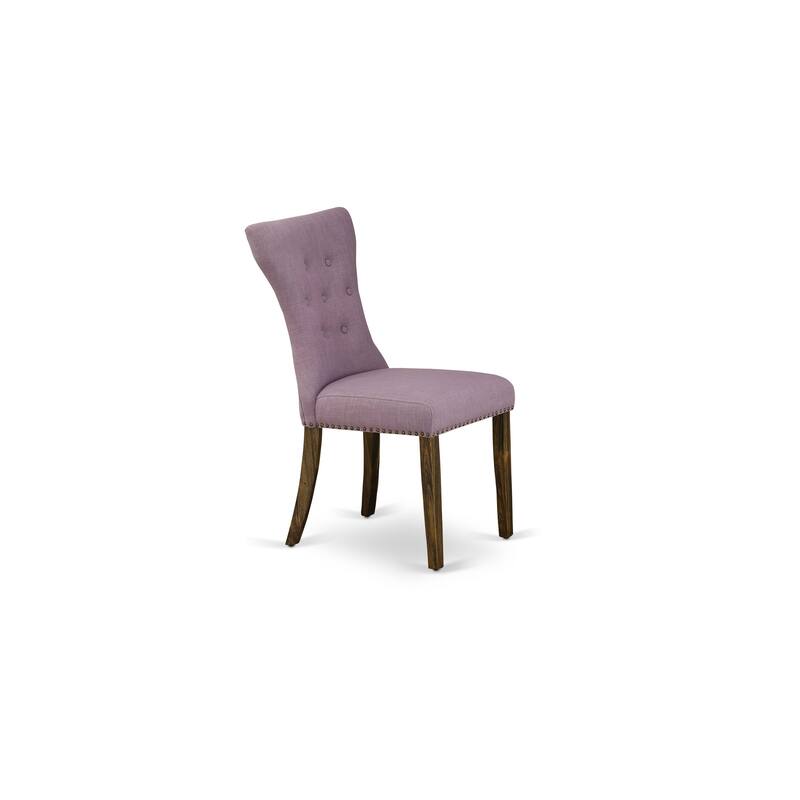 East West Furniture Dining Set- a Dining Room Table and Dahlia Linen Fabric Chairs, Distressed Jacobean (Pieces Option)