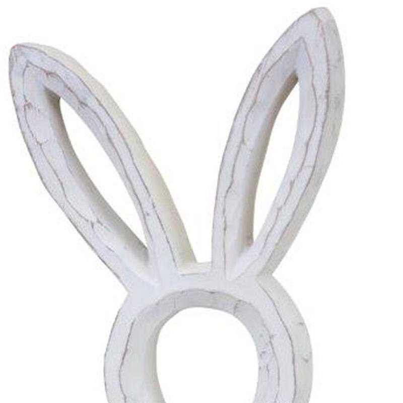 HomeRoots Set of Two White Distressed Rabbit Silhouette Tabletop Sculptures - 4.75' X '10.75' X '2.5