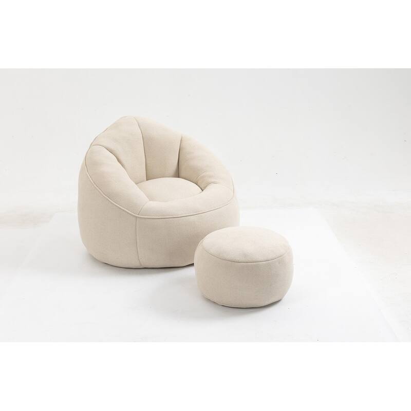Bean Bag Chair w/Foot Stool in Multiple Colors, Giant Foam-Filled Furniture-Maximum Comfort Bean Bag