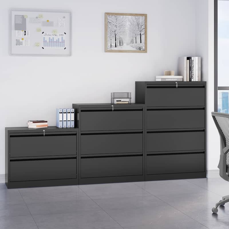35"W 2/3/4-drawer Lateral Locking Steel File Cabinet for A4, Legal, Letter