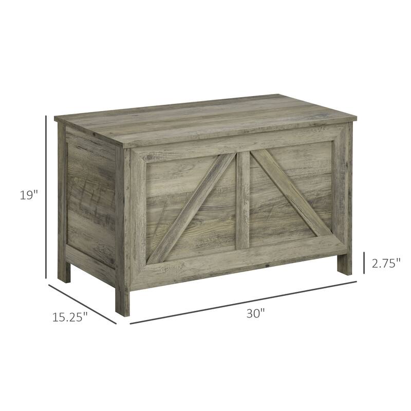 30" Farmhouse Lift Top Storage Chest with Safety Hinge